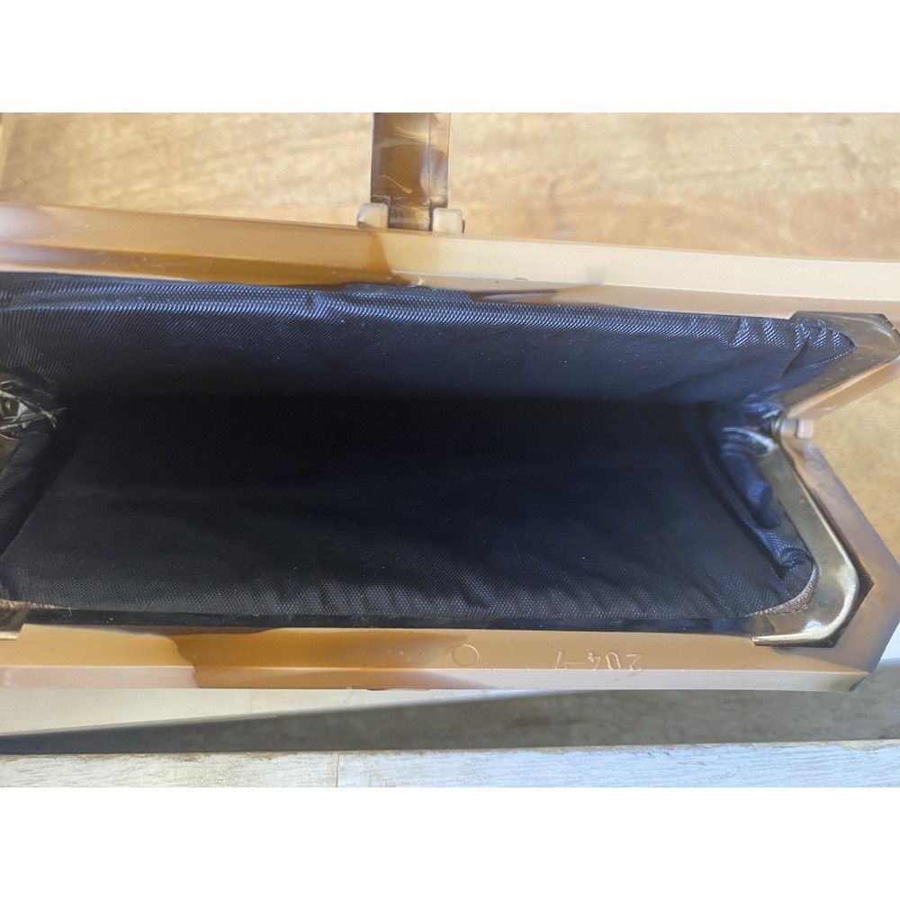 VTG 1950s Metallic Pewter Geometric Clutch Marbled Lucite Evening Art Deco - Picture 4 of 7